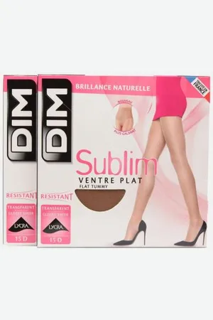 Dim Collant Sublim Ventre Plat 15 Deniers - Lot de 2