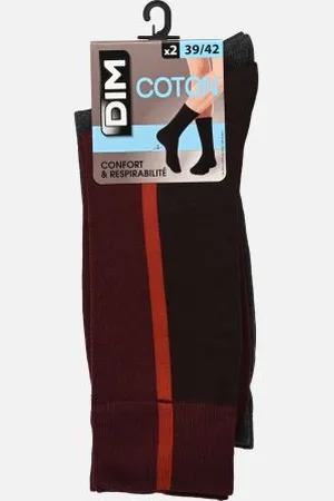 Dim Mi-Chaussette Coton Style Pique Sportif - Lot De 2