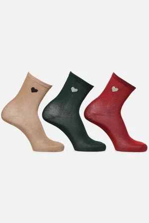 Pieces® Pcnolia Lurex Socks 3-Pack Kac Fc