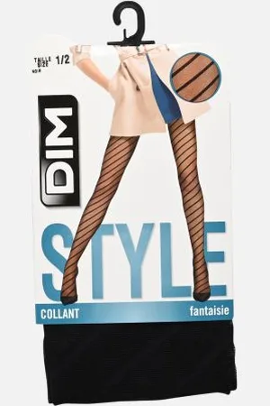 Dim Collant Rayures Diagonales Noir