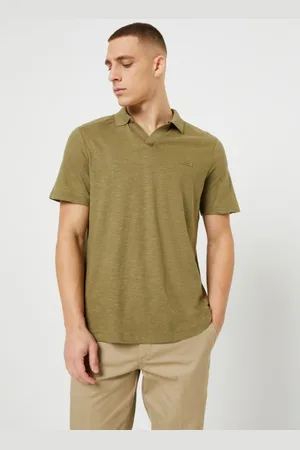 Calvin Klein Cotton Linen Open Collar Polo