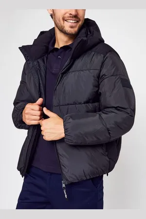 Calvin Klein Mix Media Quilt Jacket Hood