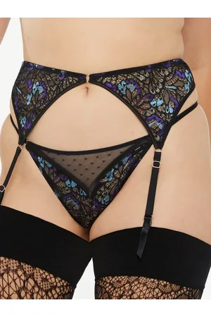 Savage X Fenty Butterfly Wings Lace & Mesh Garter Belt