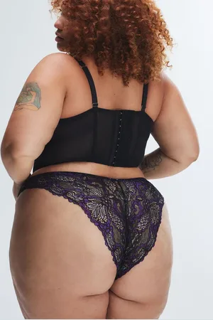 Savage X Fenty Romantic Corded Lace Metallic Brazilian Panty