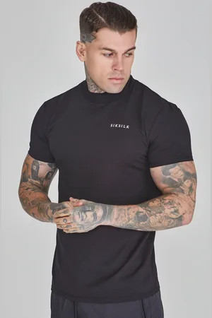 SikSilk Camiseta de ajuste muscle negra para hombre XS
