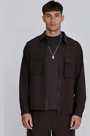 SikSilk Cazadora Overshirt Cremallera Completa Marrón Masculino S
