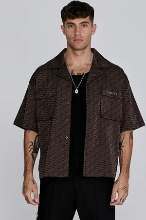 SikSilk Camisa Utilitaria Marrón Masculino M