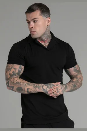 SikSilk Polo Revere elegante negro para hombre S