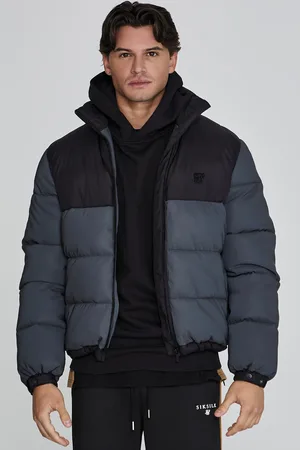 SikSilk Chaqueta puffer reflectante negra para hombre S