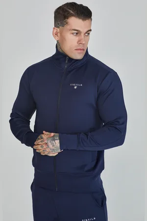 SikSilk Chaqueta de pista poli esencial azul marino para hombre XS