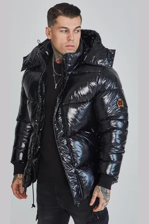 SikSilk Chaqueta puffer negra para hombre M