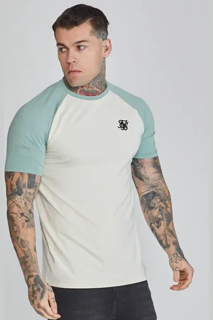 SikSilk Camiseta Raglan crudo y verde para hombre XS