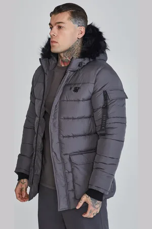 SikSilk Parka gris para hombre XS