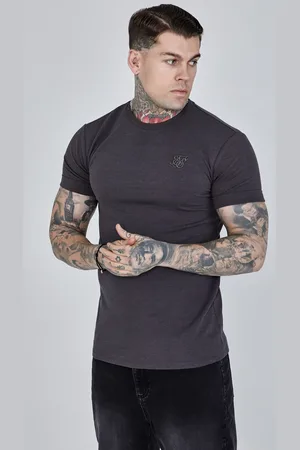 SikSilk Camiseta con manga enrollada gris para hombre S