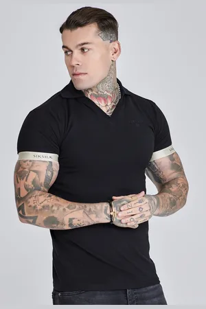 SikSilk Polo negro para hombre S