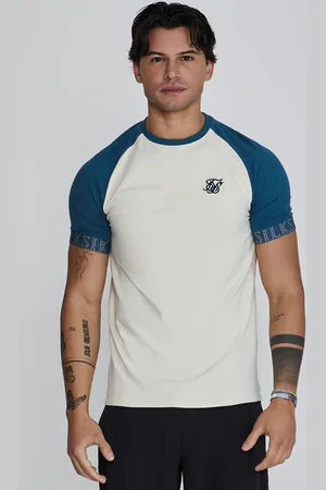 SikSilk Camiseta técnica azul y crudo para hombre S