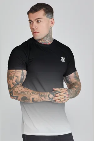 SikSilk Camiseta con degradado negro y blanco para hombre S