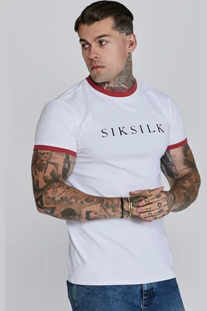 SikSilk Camiseta Ringer roja y blanca para hombre S