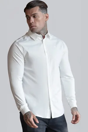 SikSilk Camisa de manga larga esencial blanca para hombre S