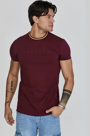 SikSilk Camiseta de ajuste muscle burdeos para hombre S