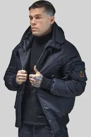 SikSilk Chaqueta bomber negra para hombre XS