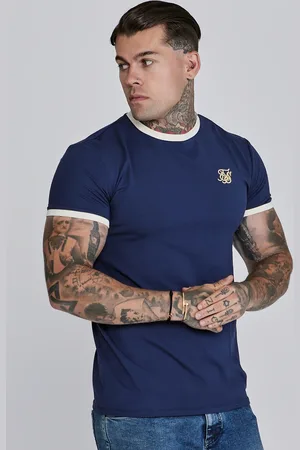 SikSilk Camiseta Ringer azul marino para hombre XS