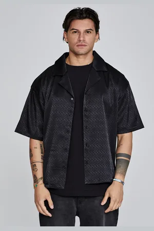 SikSilk Camisa resort negra para hombre S