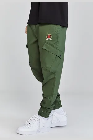 SikSilk Pantalones cargo verde caqui para hombre XS