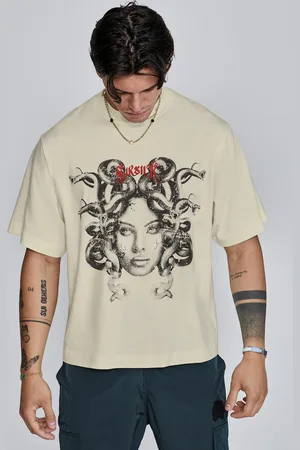 SikSilk Camiseta Medusa crudo para hombre M