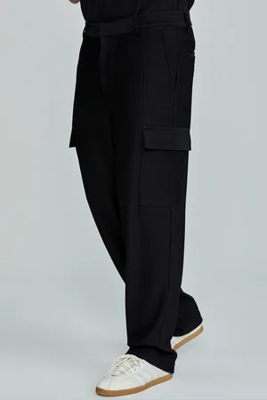 SikSilk Pantalones cargo negros para hombre 30