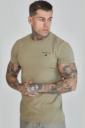 SikSilk Camiseta muscle fit caqui para hombre S
