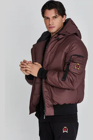 SikSilk Chaqueta bomber marrón para hombre S