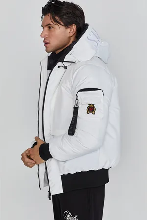 SikSilk Chaqueta bomber blanca para hombre XS