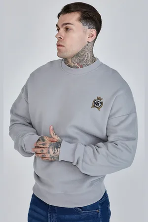 SikSilk Suéter oversized gris para hombre XS