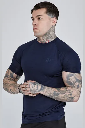 SikSilk Camiseta de ajuste muscle azul marino para hombre M