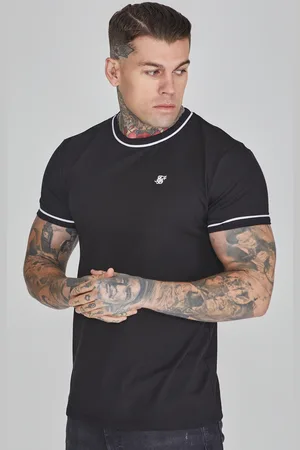 SikSilk Camiseta de ajuste muscle negra para hombre XS