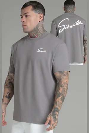 SikSilk Camiseta con guión gris para hombre XS