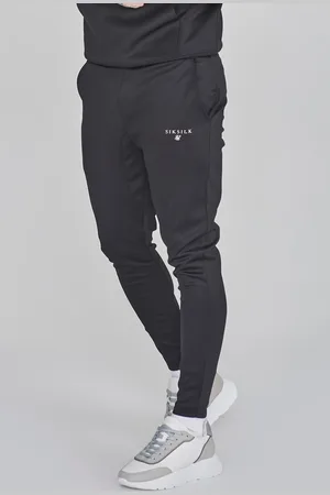 SikSilk Joggers poli esenciales negros para hombre XS