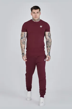 SikSilk Joggers esenciales burdeos para hombre XS