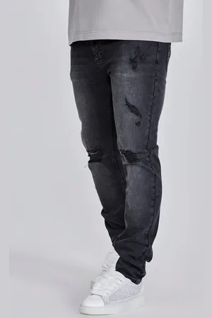 SikSilk Jeans slim fit negros desgastados para hombre 30