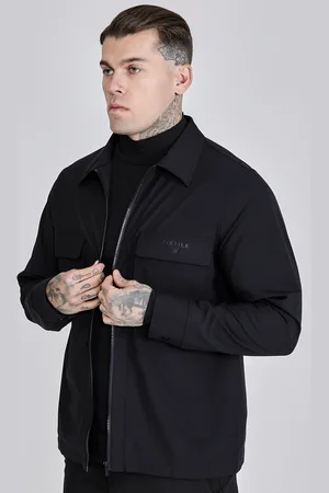 SikSilk Sobrecamisa utilitaria negra para hombre M