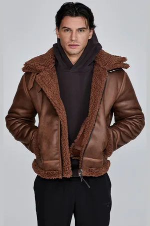 SikSilk Chaqueta aviador marrón para hombre XL