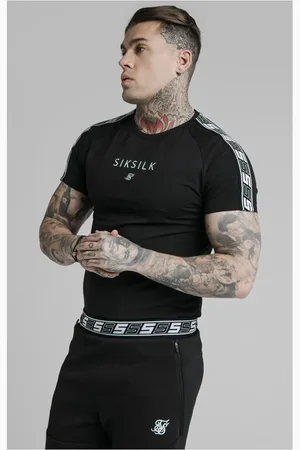 SikSilk Camiseta de gimnasia de raglan exhibición de s/s - negro XL