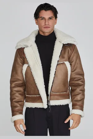 SikSilk Chaqueta aviador marrón para hombre XL