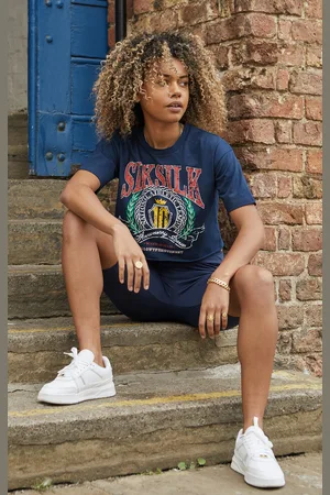 SikSilk Camiseta universitaria de cultivo azul marino XXXS
