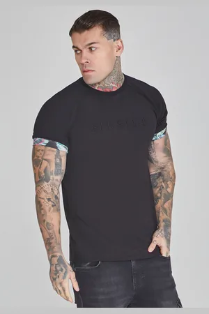 SikSilk Camiseta con manga enrollada negra para hombre S