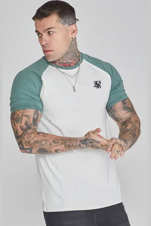 SikSilk Camiseta Raglan crudo y verde para hombre XL