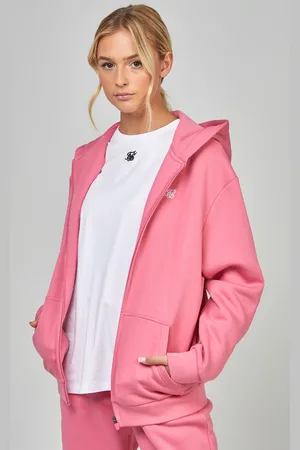 SikSilk Sudadera con cremallera esencial rosa para mujer XXS