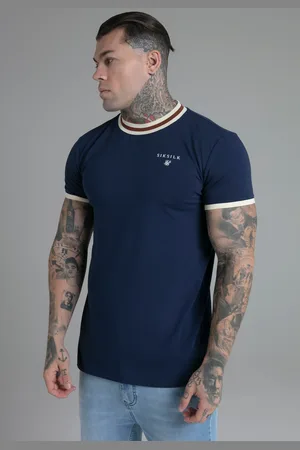 SikSilk Camiseta Ringer azul marino para hombre M