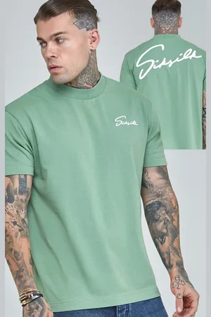 SikSilk Camiseta de gran tamaño de impresión de guión verde L
